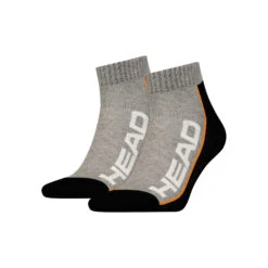 Head Stripe Quarter Sports Socks 2 Pack - Dark Grey, Grey
